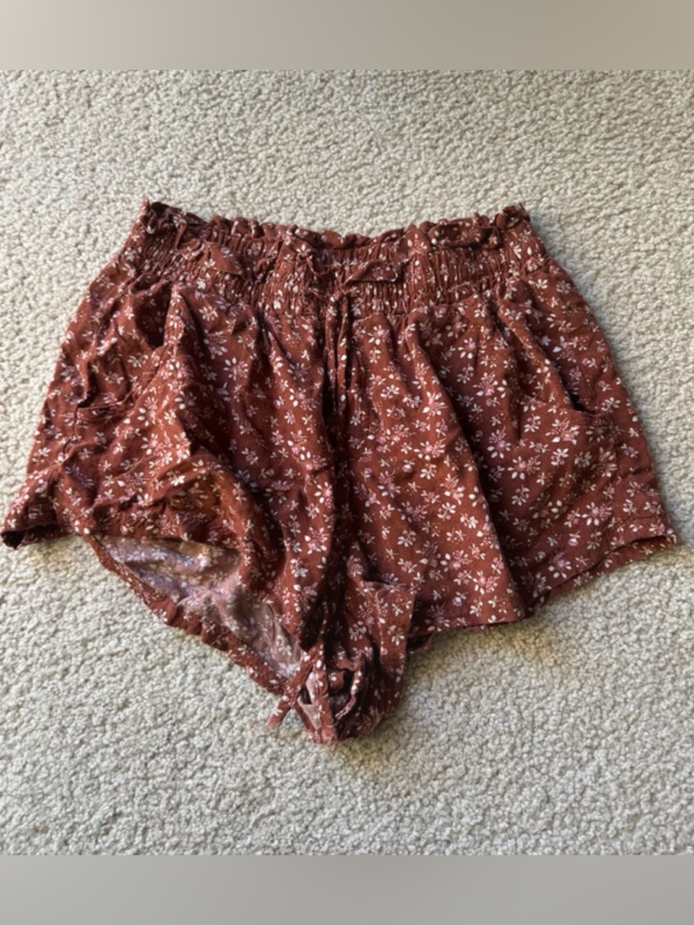Aeropostale Rust Brown Floral Elastic Waist loose sexy Shorts